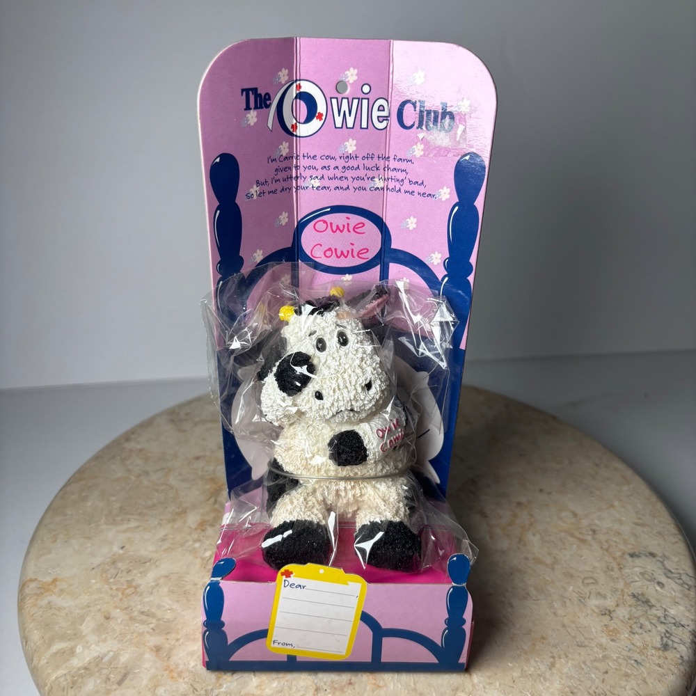 First & Main Owie Club Owie Cowie Small White Black Get Well Soon‎ Cow